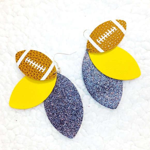 2/$20 Football faux leather earrings - Picture 2 of 5